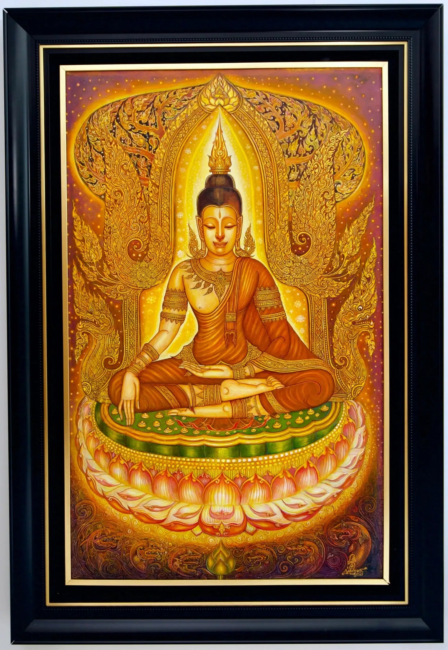 Sérénité du Bouddha | 80 x 130 cm image 4 copie de tableau peinte à la main