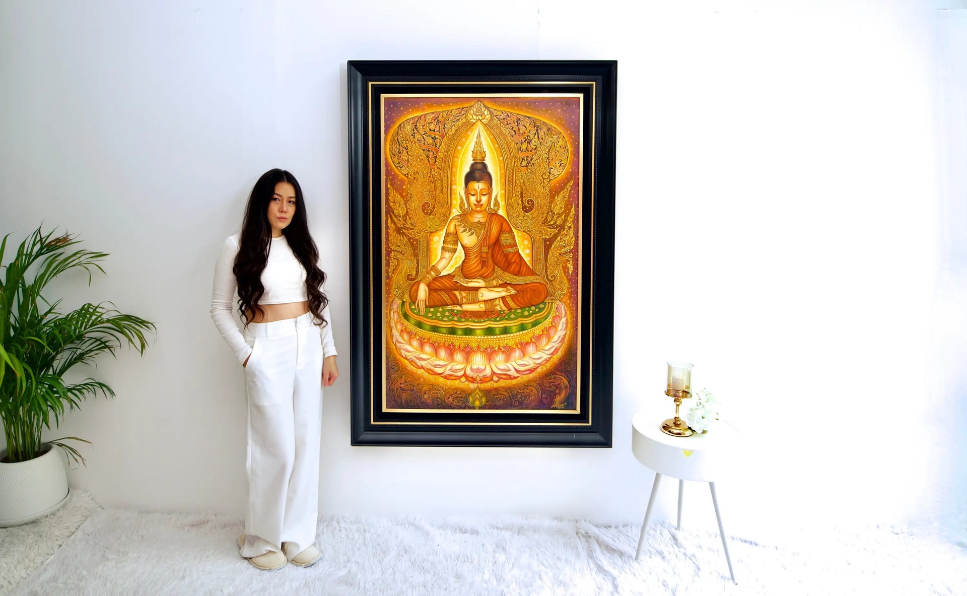 Sérénité du Bouddha | 80 x 130 cm image 5 tableau peint à l’huile sur toile