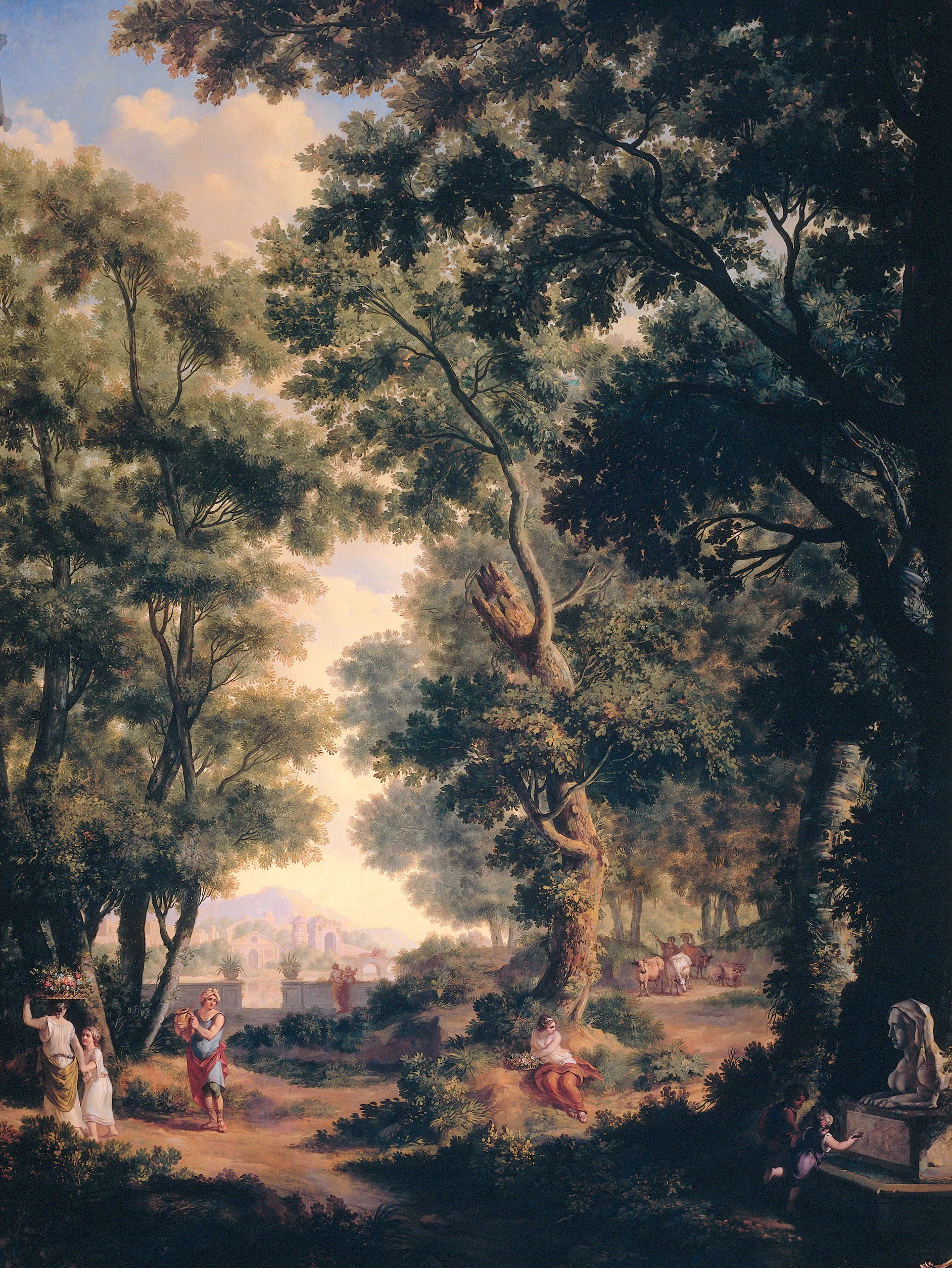 Série de dix peintures murales représentant des paysages arcadiens dans la pièce côté jardin au rez-de-chaussée de la maison Herengracht 524 à Amsterdam. - Jurriaan Andriessen