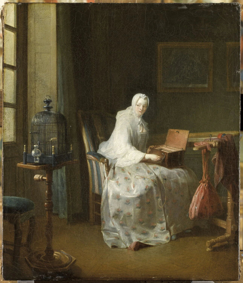 La Serinette, dite aussi Dame variant ses amusements - Jean Baptiste Siméon Chardin