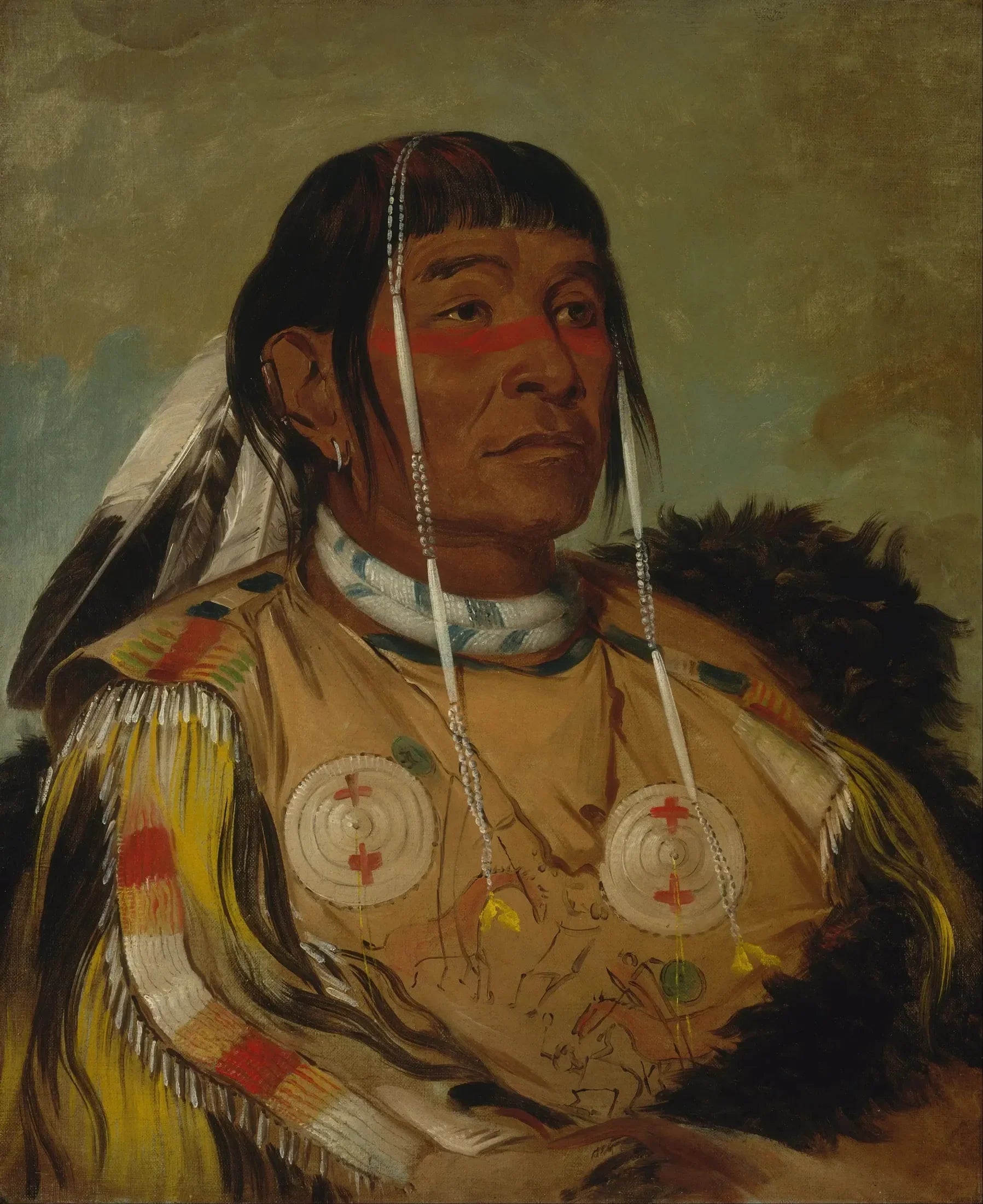 Sha-có-pay, Les Six, Chef des Ojibwés des Plaines - George Catlin image 1 reproduction artisanale de tableau