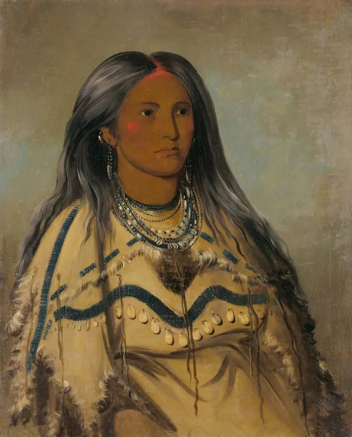 Sha-kó-ka, Mint, une jolie fille - George Catlin image 1 tableau peint à l’huile sur toile