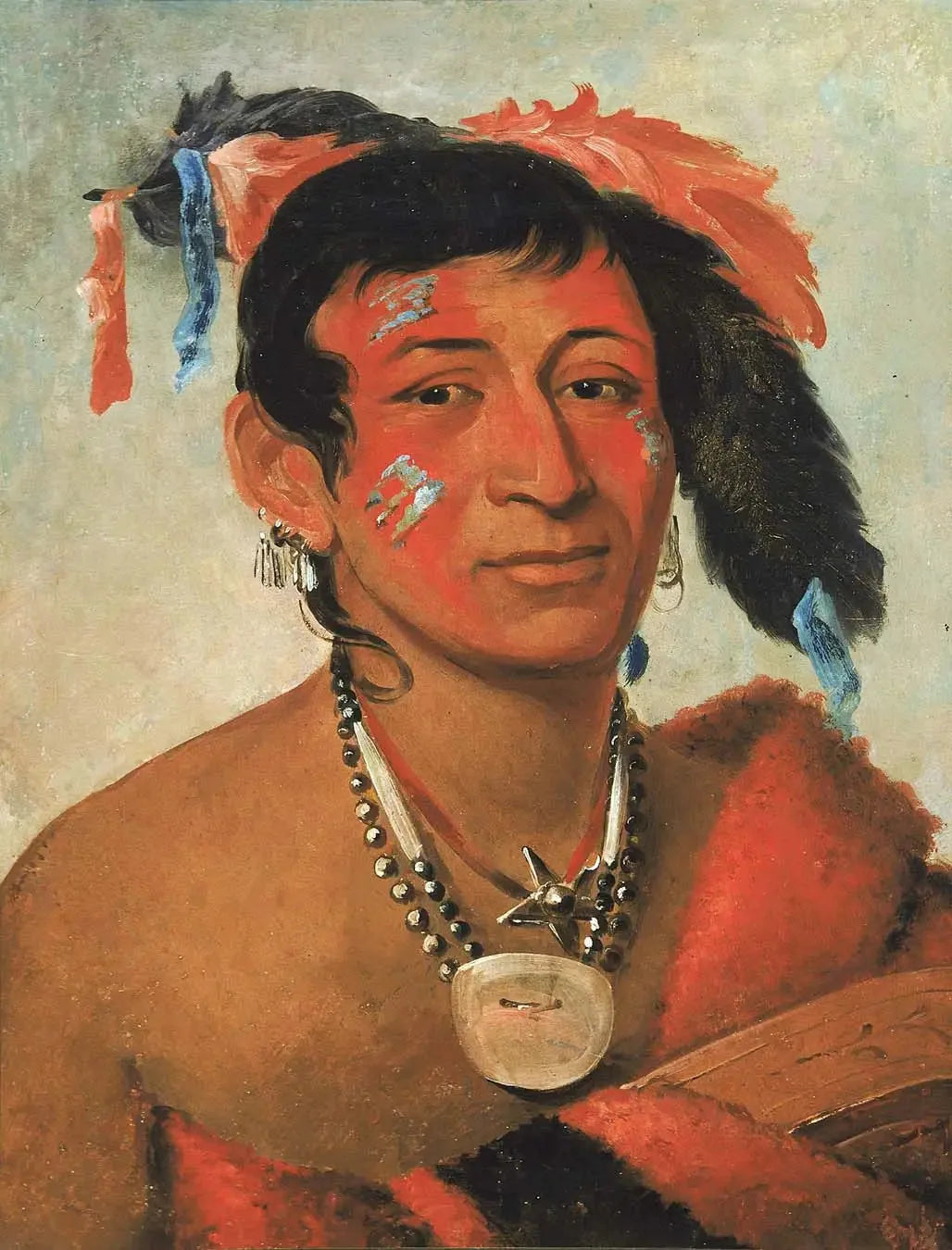 Sha-wá-no, Le Sud, un guerrier reconnu - George Catlin image 1 reproduction d’œuvre d’art à l’huile