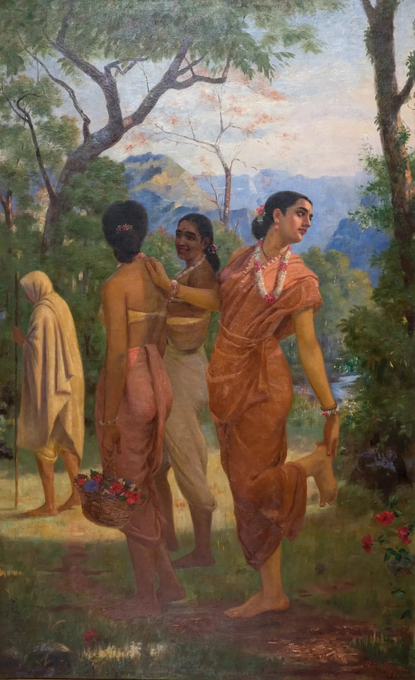 Shakuntala - Ravi Varmâ image 1 copie peinte à la main à l’huile