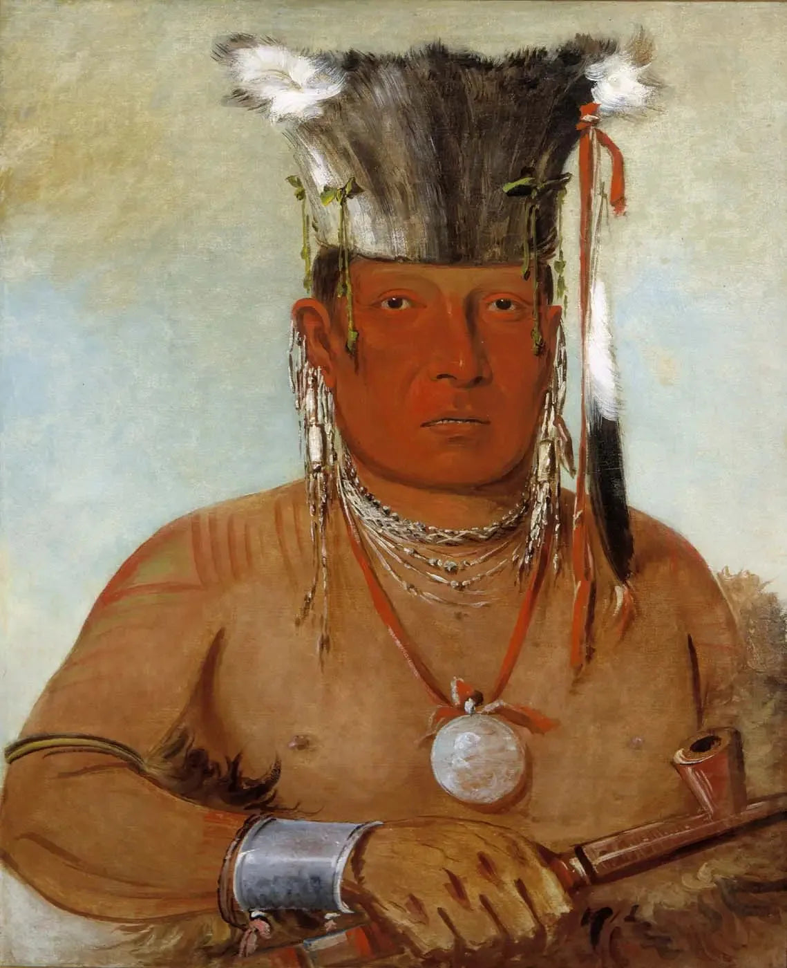 Sháw-da-mon-nee, le voilà, un brave - George Catlin image 1 reproduction de peinture à l’huile