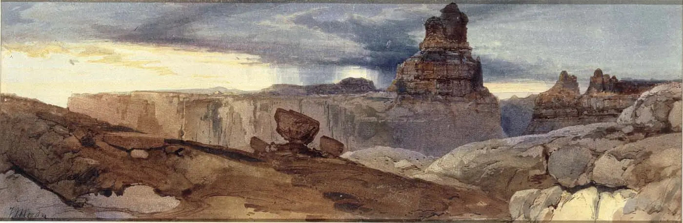 Shin-Au-Av-Tu-Weap (Terre de Dieu), Canyon du Colorado. Utah Ter. - Thomas Moran image 1 tableau peint à l’huile sur toile