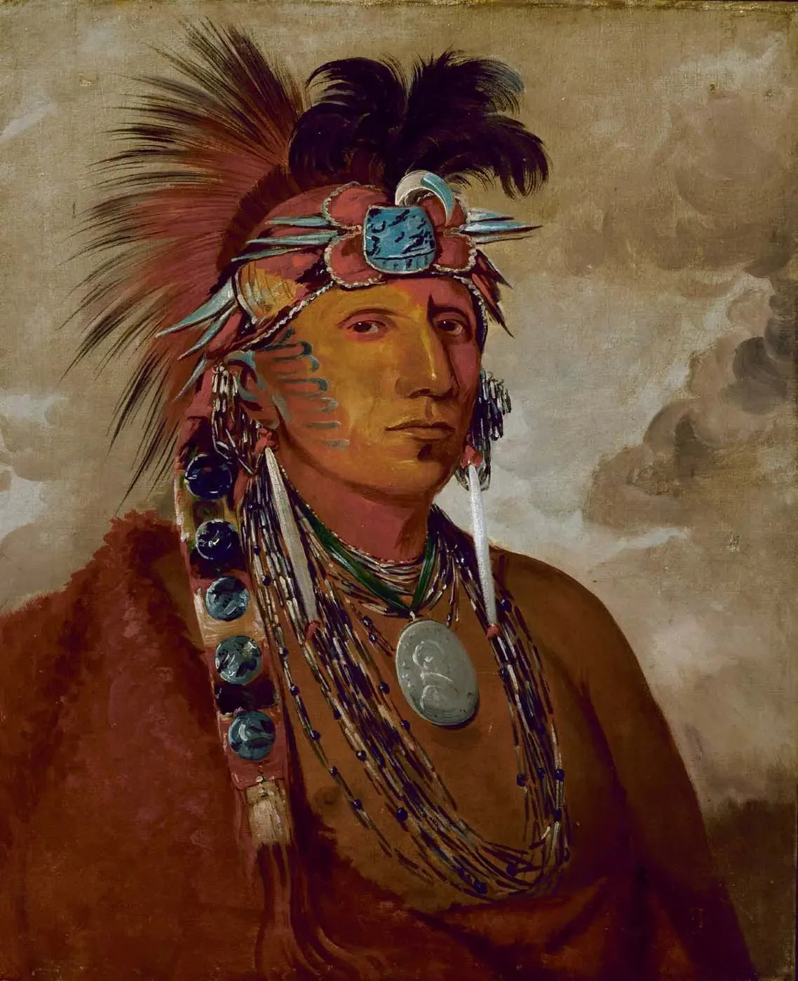 Shó-me-kós-see, Le loup, un chef - George Catlin image 1 copie peinte à la main à l’huile