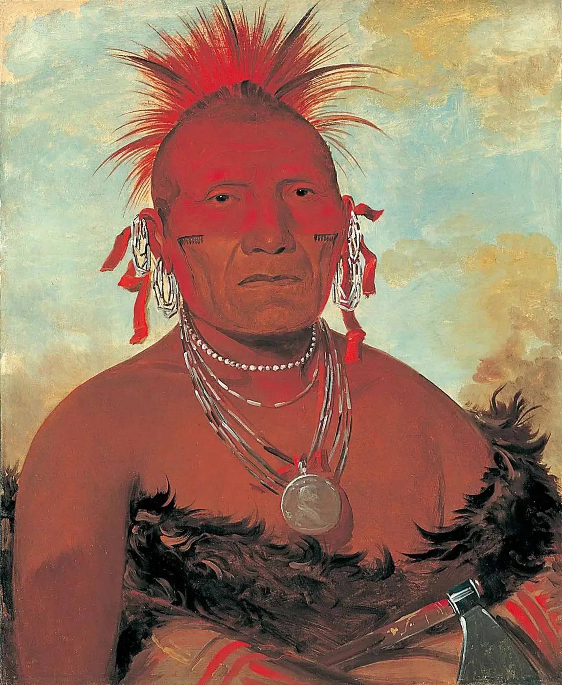 Shón-ka-ki-he-ga, chef de cheval, grand chef Pawnee - George Catlin image 1 tableau peint à l’huile sur toile