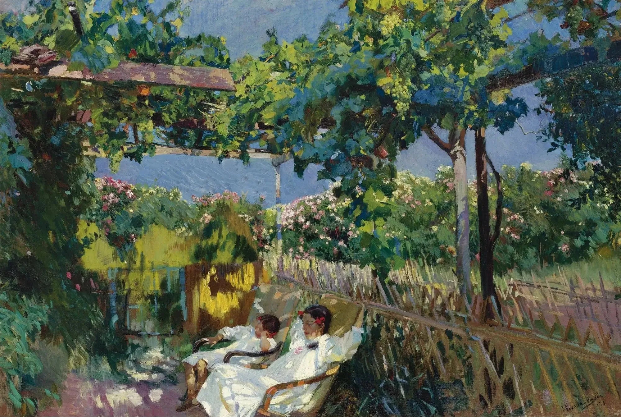 Sieste dans le jardin - Joaquín Sorolla image 1 copie peinte à la main à l’huile