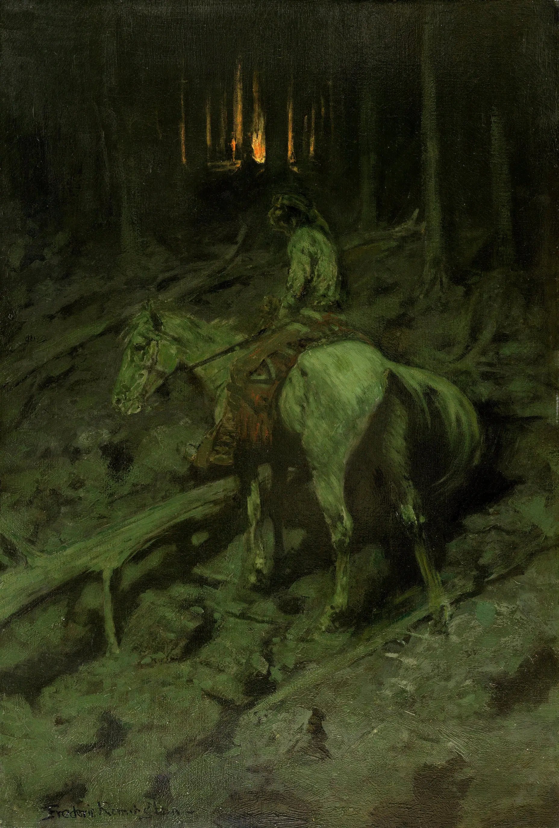 Signal de tir Apache - Frederic Remington image 1 copie peinte à la main à l’huile