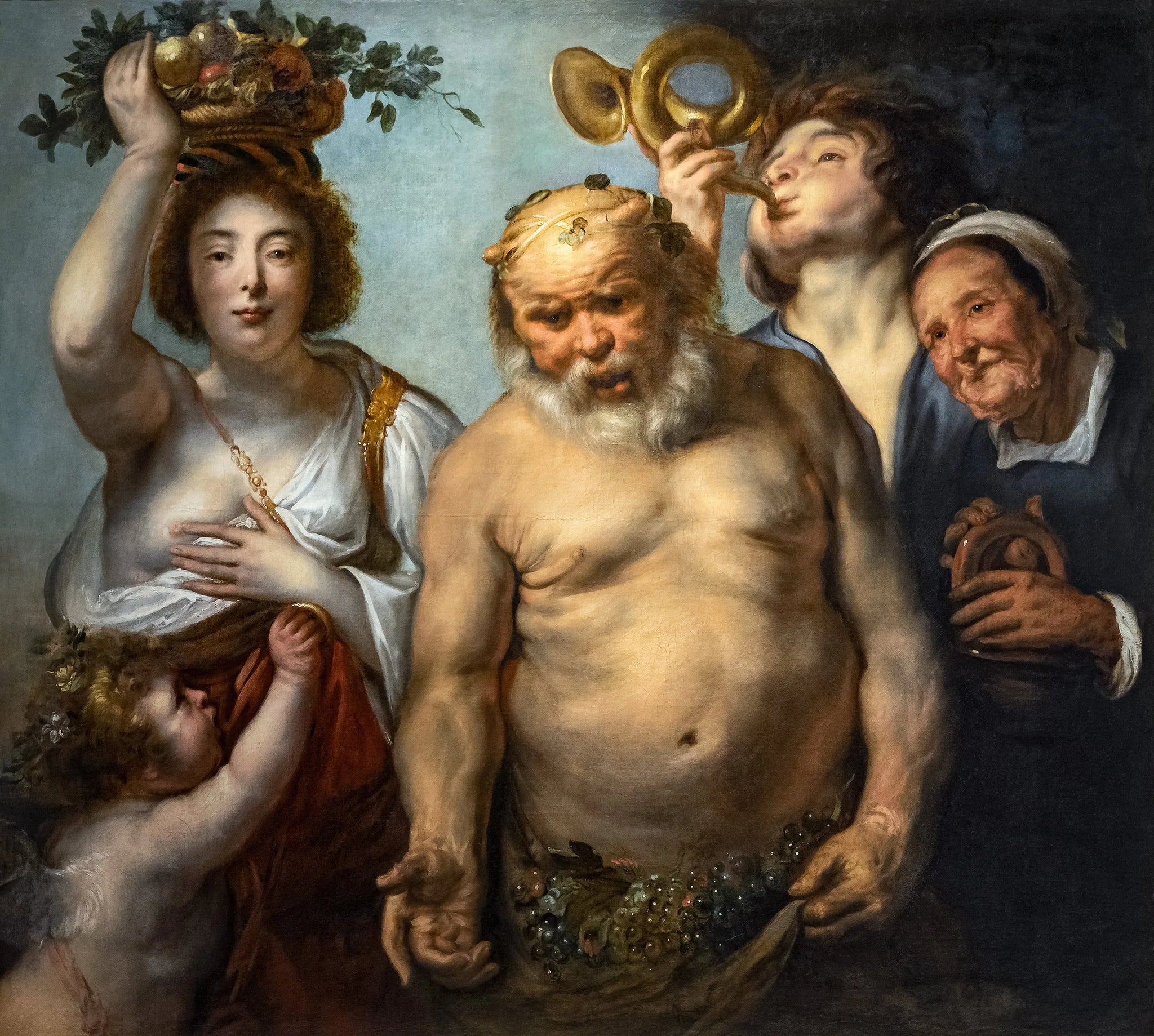 Silène et les quatre saisons - Jacob Jordaens image 1 copie de tableau peinte à la main