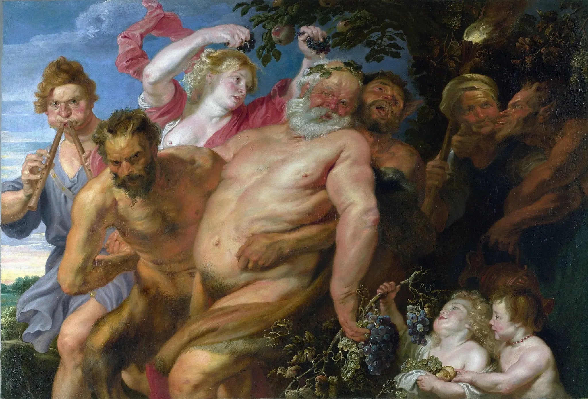 Silène ivre soutenu par des satyres - Antoine van Dyck image 1 reproduction de peinture à l’huile
