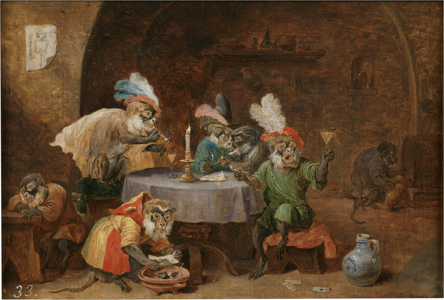Singes fumant et buvant - David Teniers le Jeune