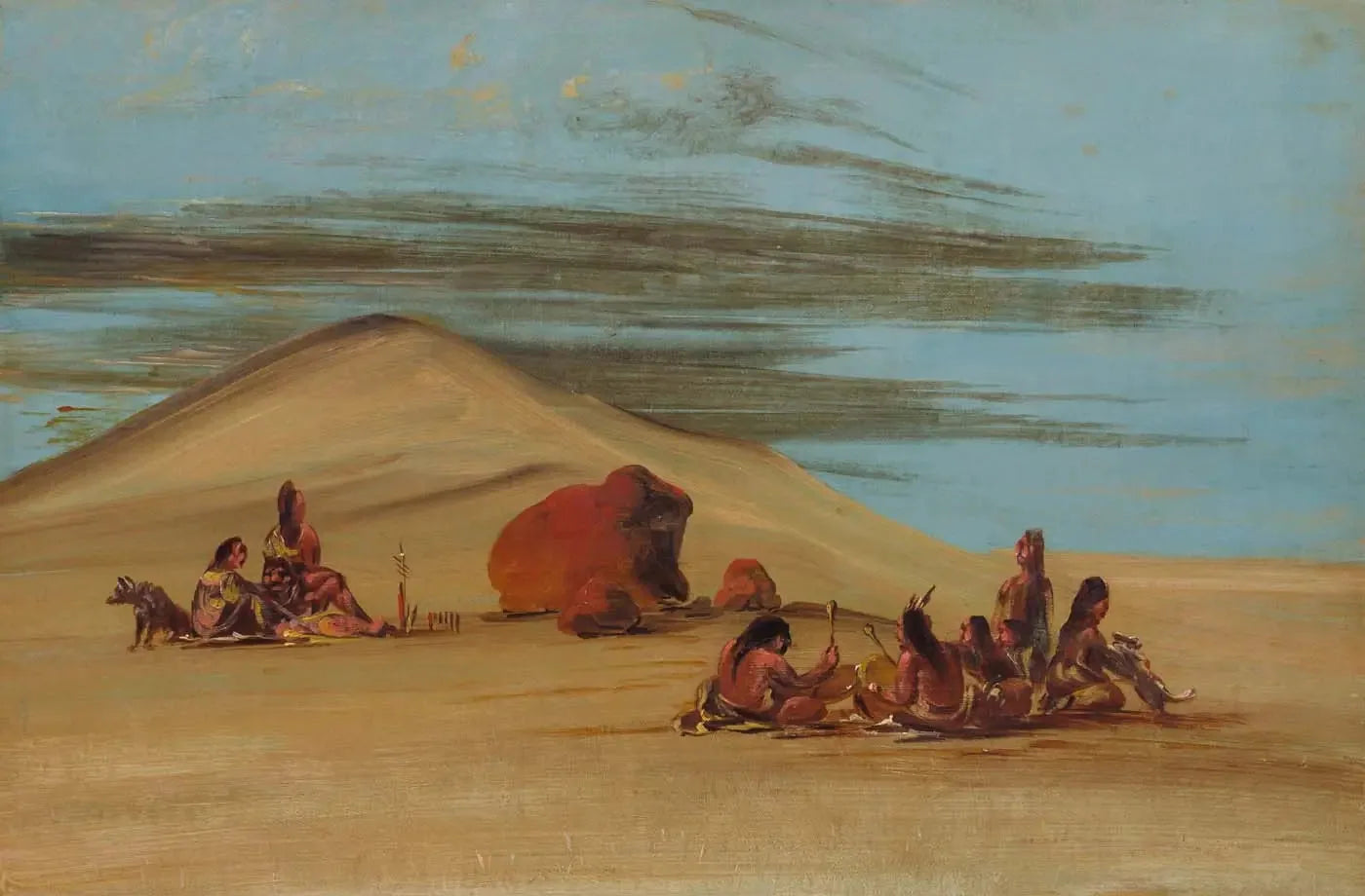 Sioux en adoration aux Red Boulders - George Catlin image 1 reproduction artisanale de tableau