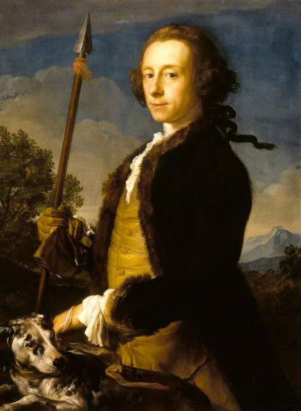 Sir Matthew Fetherstonhaugh, 1er baronnet, député (1714-1774) en tant que chasseur avec une lance à sanglier - Pompeo Batoni image 1 reproduction d’œuvre d’art à l’huile