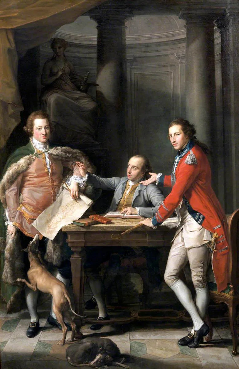 Sir Watkin Williams-Wynn (1749–1789), 4e baronnet, Thomas Apperley (1734–1819) et le capitaine Edward Hamilton - Pompeo Batoni image 1 tableau peint à l’huile sur toile