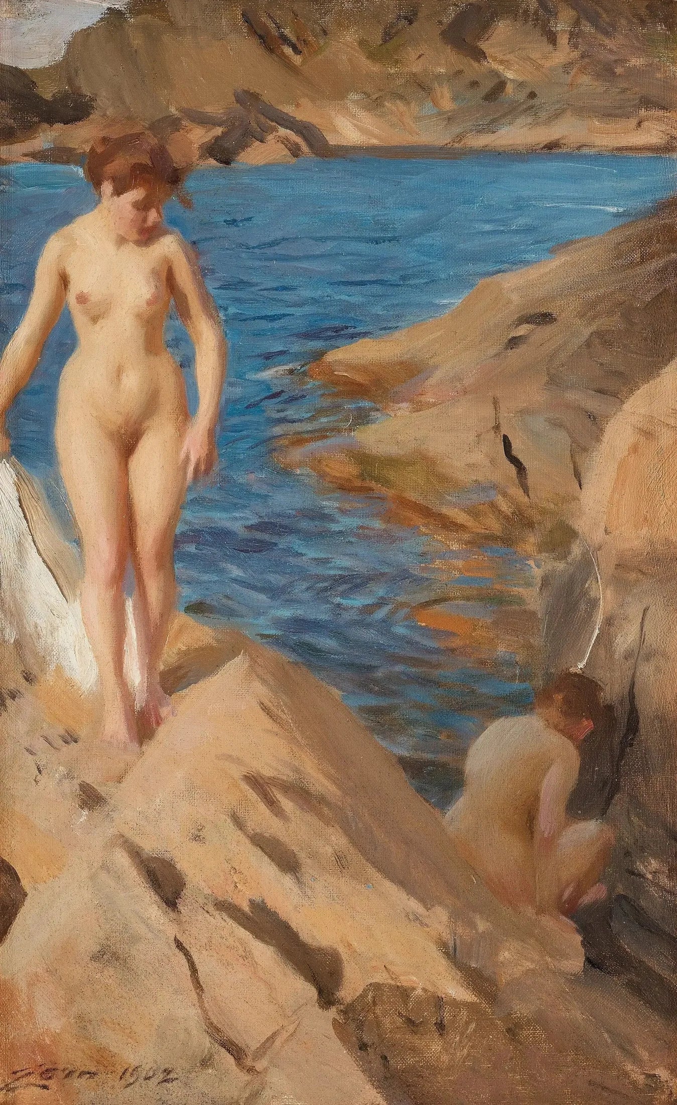 Skärgårdsstudie med två nakna - Anders Zorn image 1 reproduction de peinture à l’huile