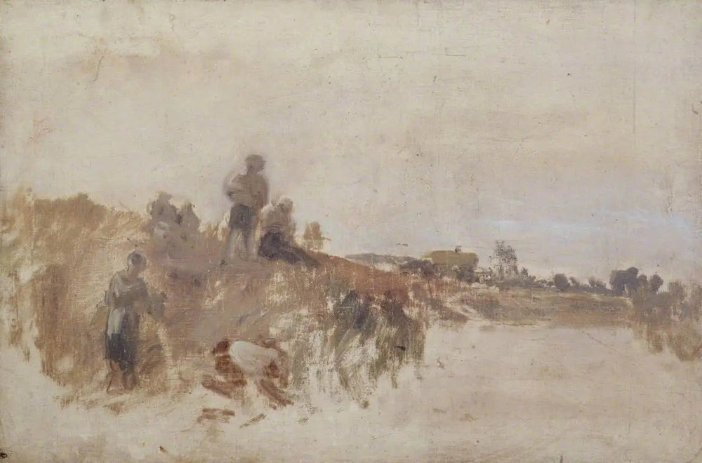 Sketch for ‘Harvest Dinner, Kingston Bank’ - J. M. W. Turner image 1 reproduction artisanale de tableau