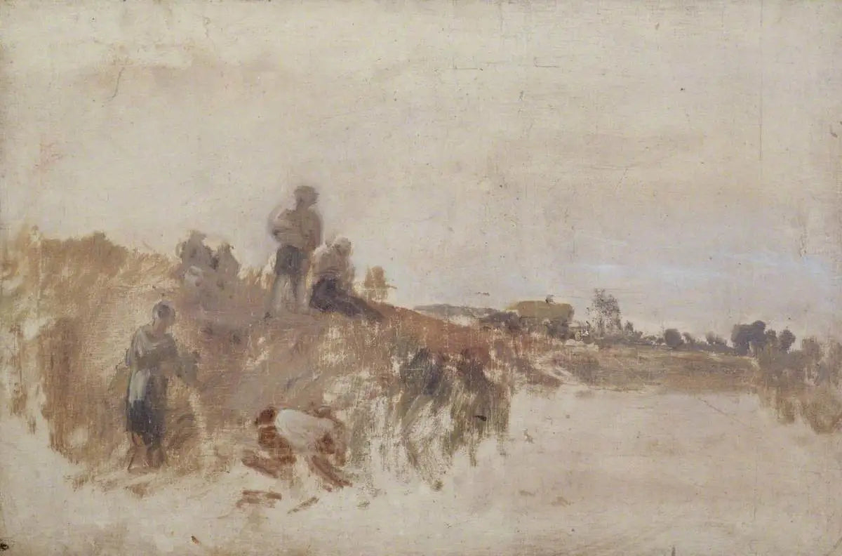 Sketch for ‘Harvest Dinner, Kingston Bank’ - J. M. W. Turner image 1 reproduction artisanale de tableau