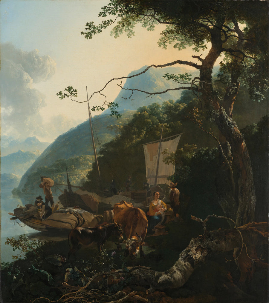 Skippers avec leurs bateaux au bord d'un lac italien - Adam Pynacker