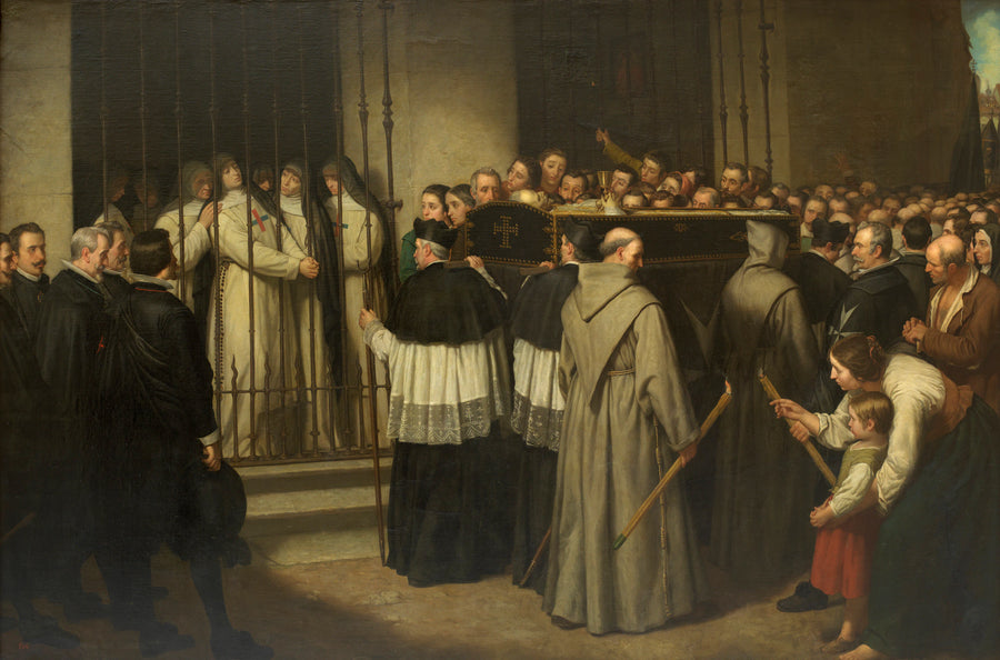 Sœur Marcela de San Félix, religieuse des Trinitaires aux pieds nus de Madrid, regardant passer les funérailles de Lope de Vega, son père - Ignacio Suárez Llanos