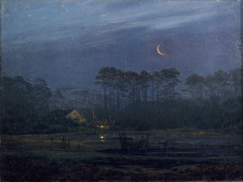 Soir au bord de la rivière - Caspar David Friedrich