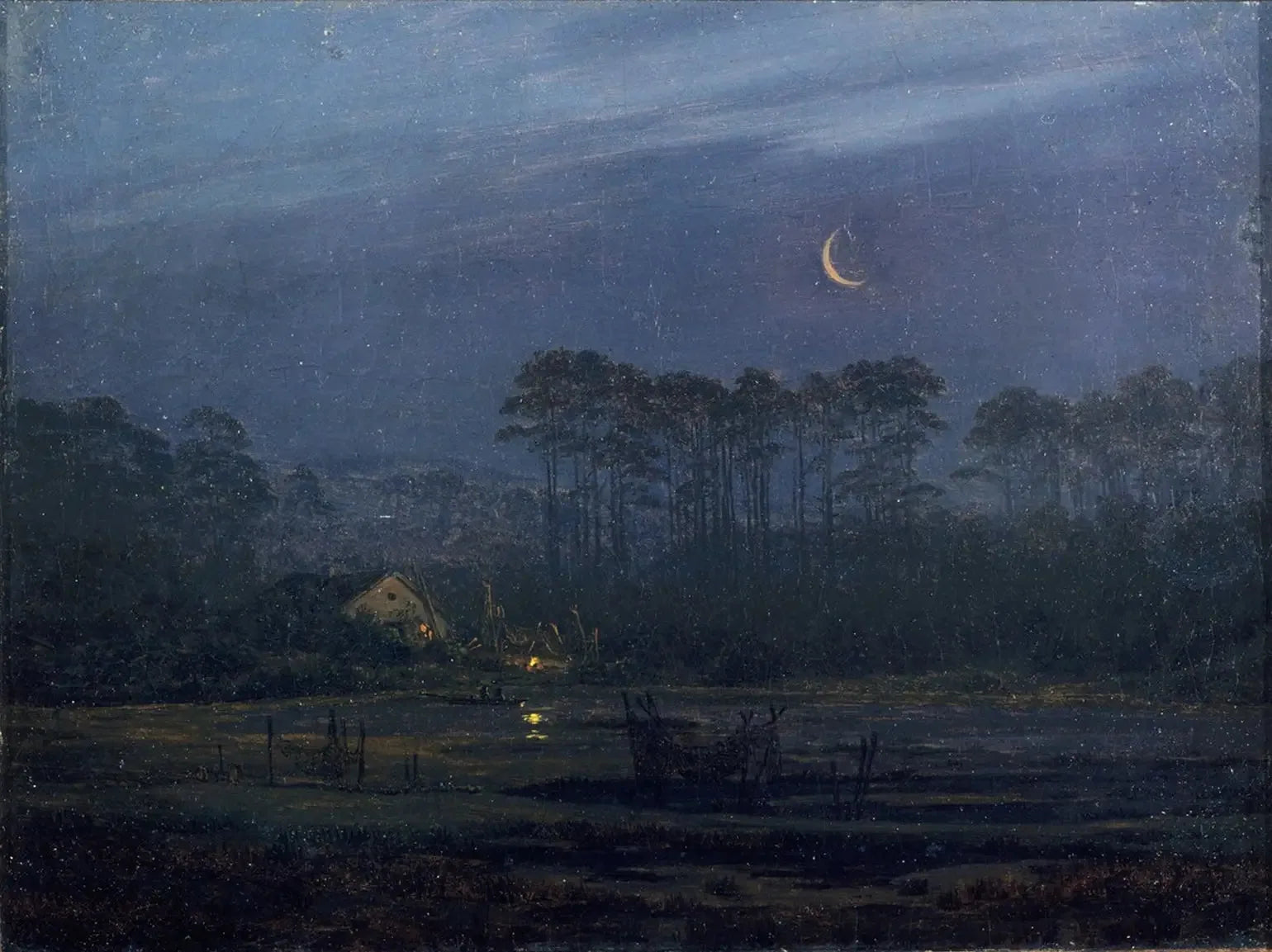 Soir au bord de la rivière - Caspar David Friedrich image 1 reproduction de peinture à l’huile