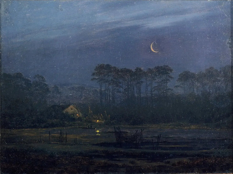 Soir au bord de la rivière - Caspar David Friedrich