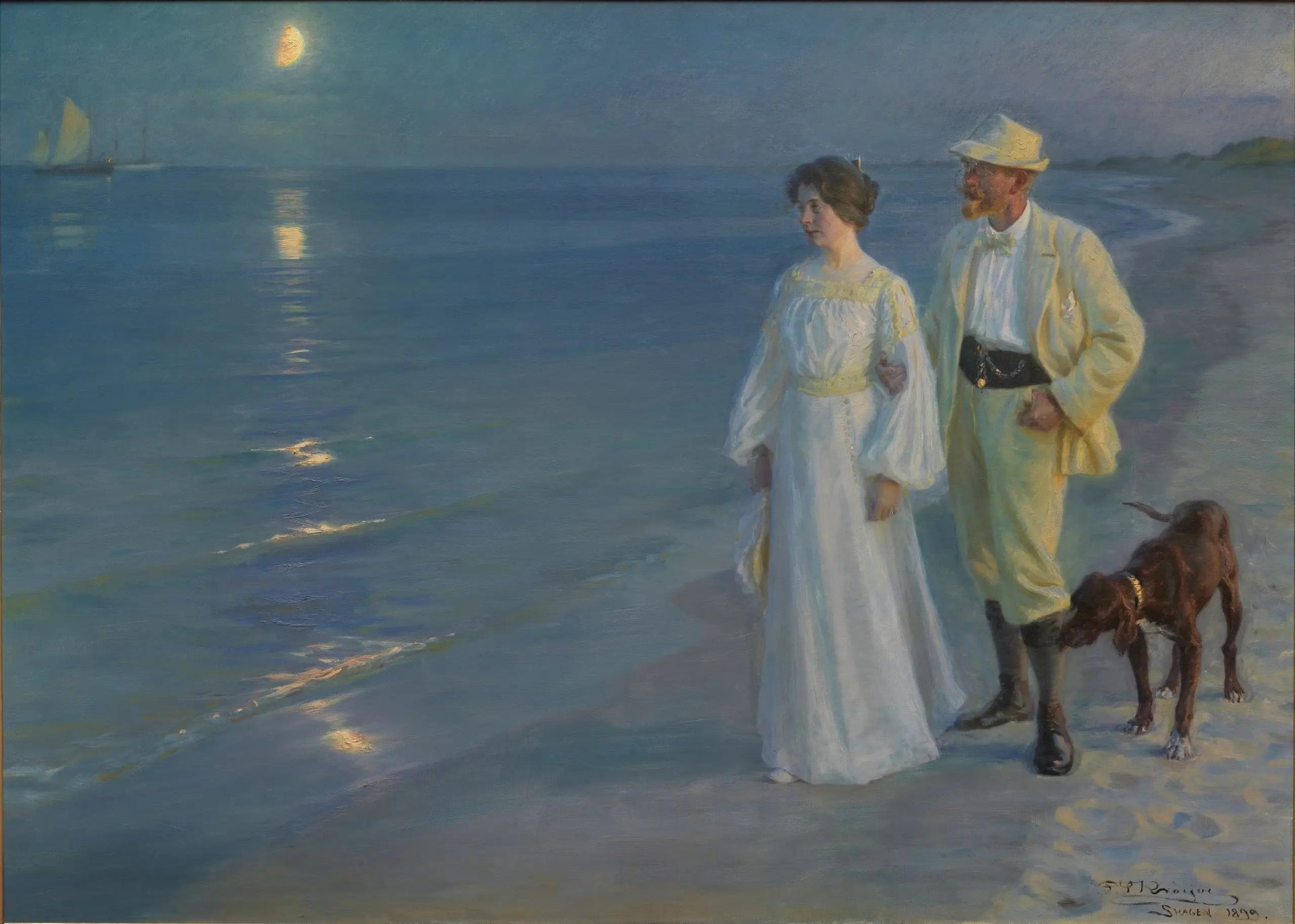 Soir d'été sur la plage de Skagen – l'artiste et sa femme - Peder Severin Krøyer image 1 copie de tableau peinte à la main