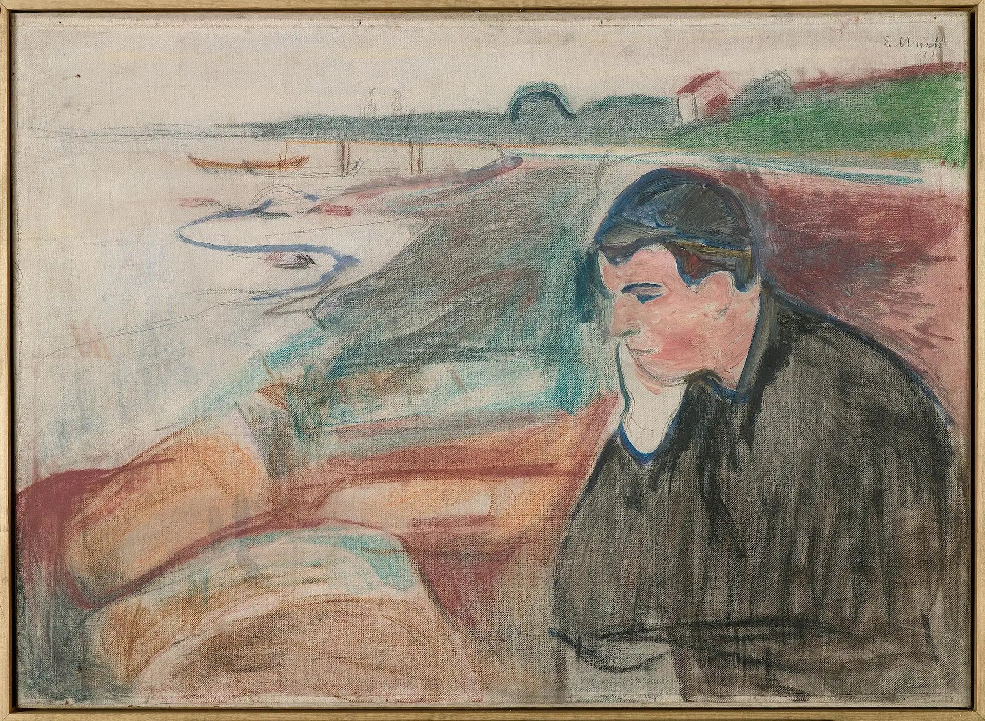 Soir. Mélancolie - Edvard Munch image 1 copie peinte à la main à l’huile
