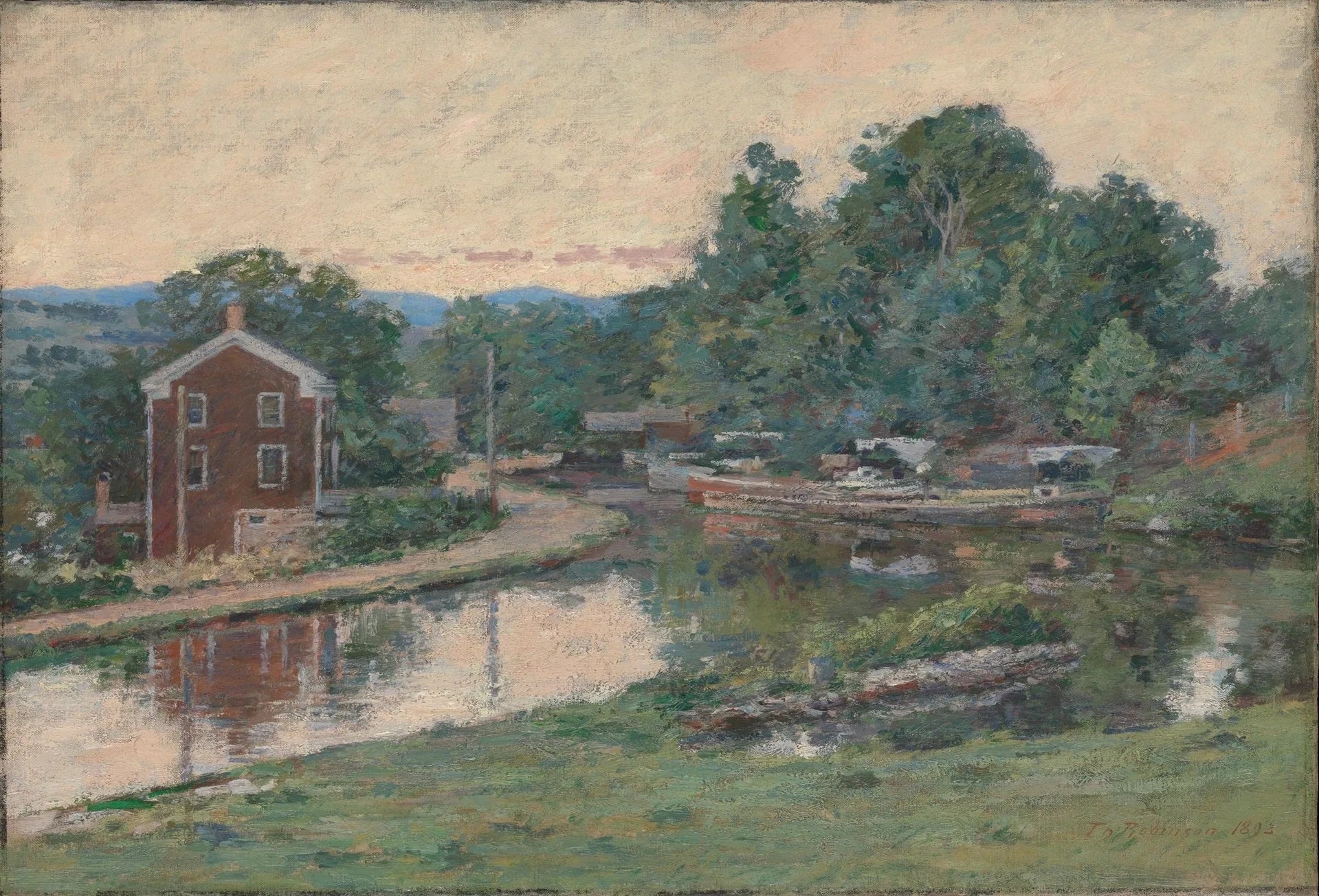 Soirée à l'écluse, Napanoch, New York - Theodore Robinson image 1 copie de tableau peinte à la main