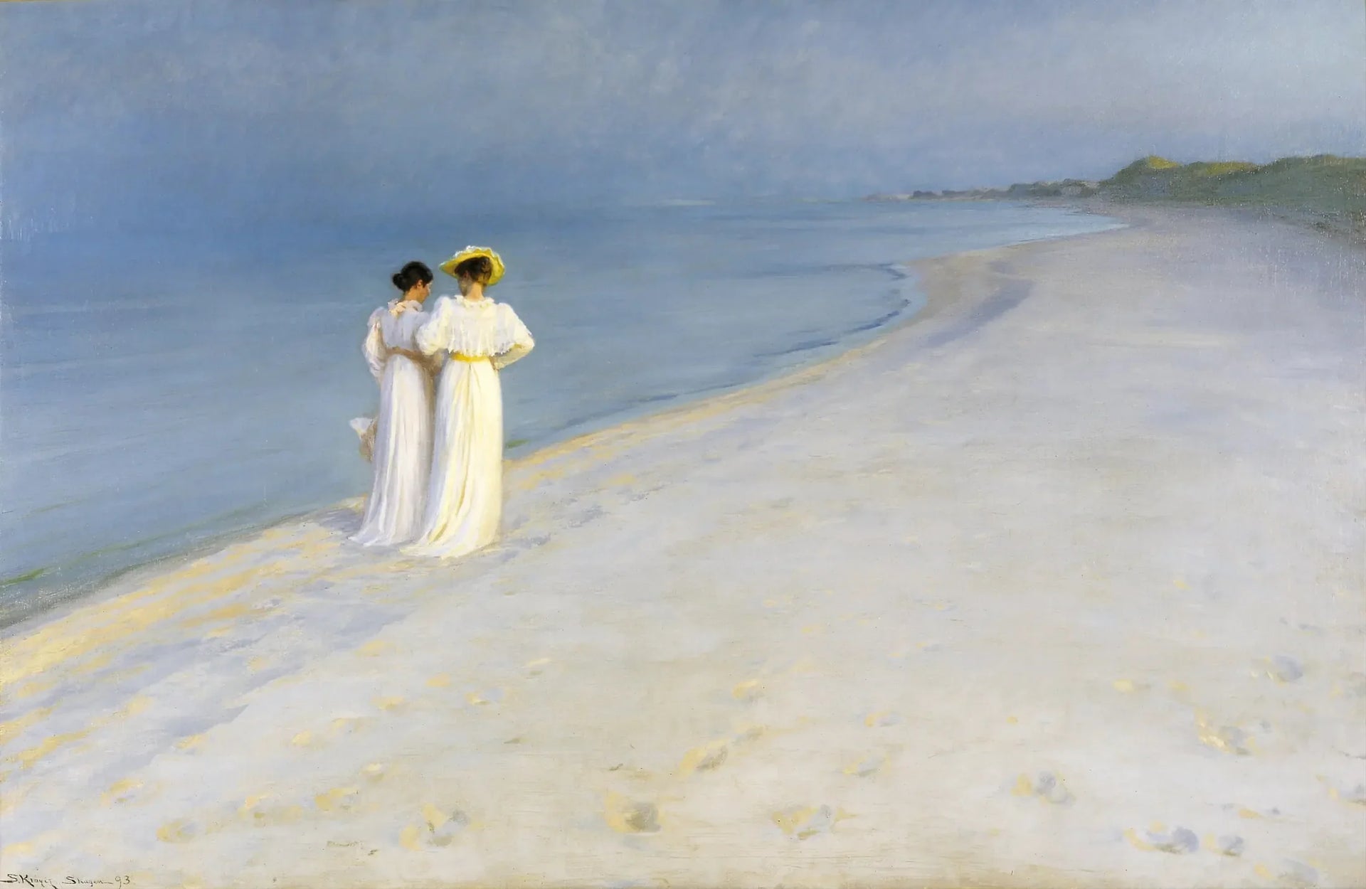 Soirée d'été sur la plage de Skagen - Peder Severin Krøyer image 1 copie peinte à la main à l’huile