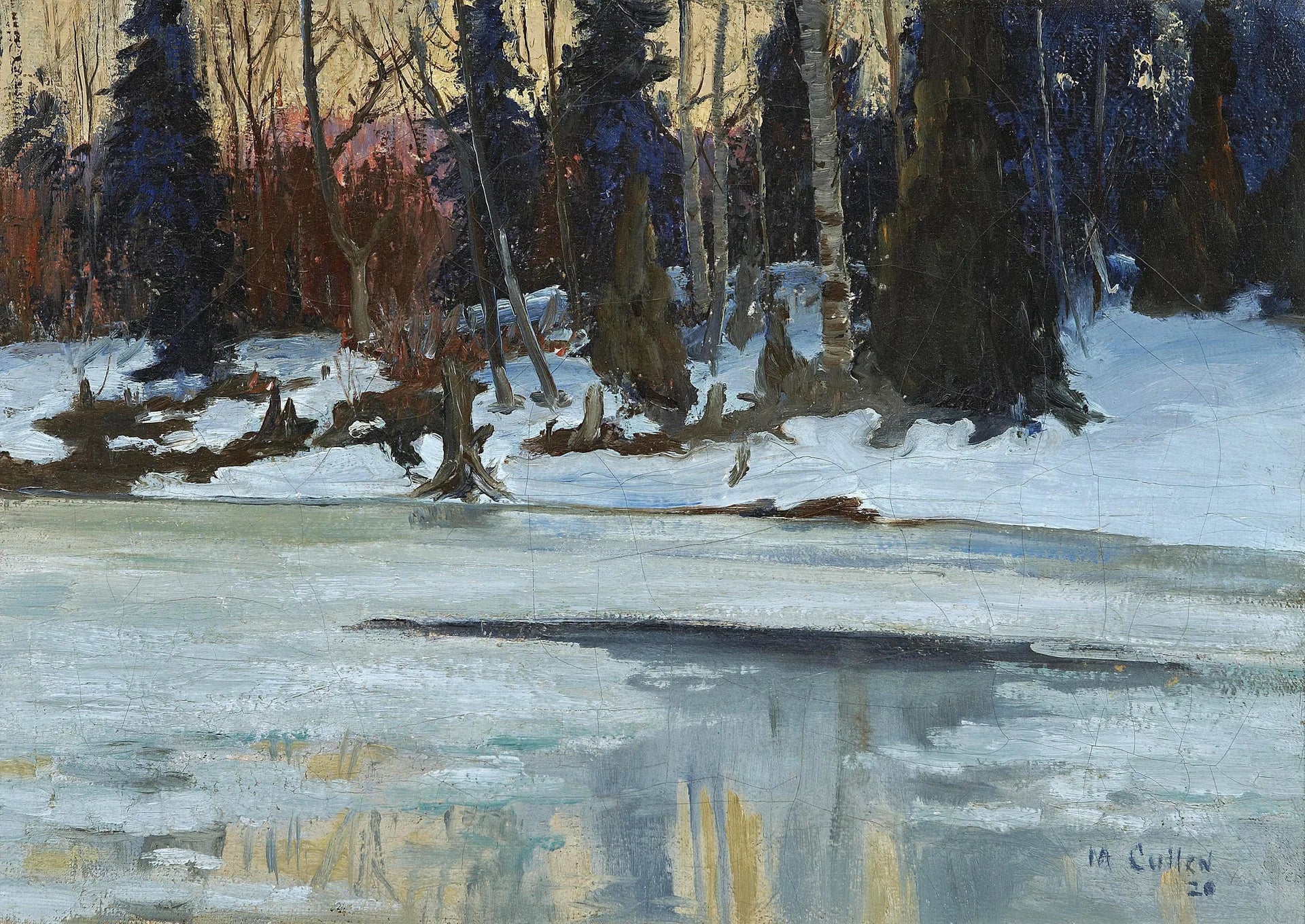 Soirée d'hiver dans les Laurentides - Maurice Galbraith Cullen image 1 reproduction artisanale de tableau