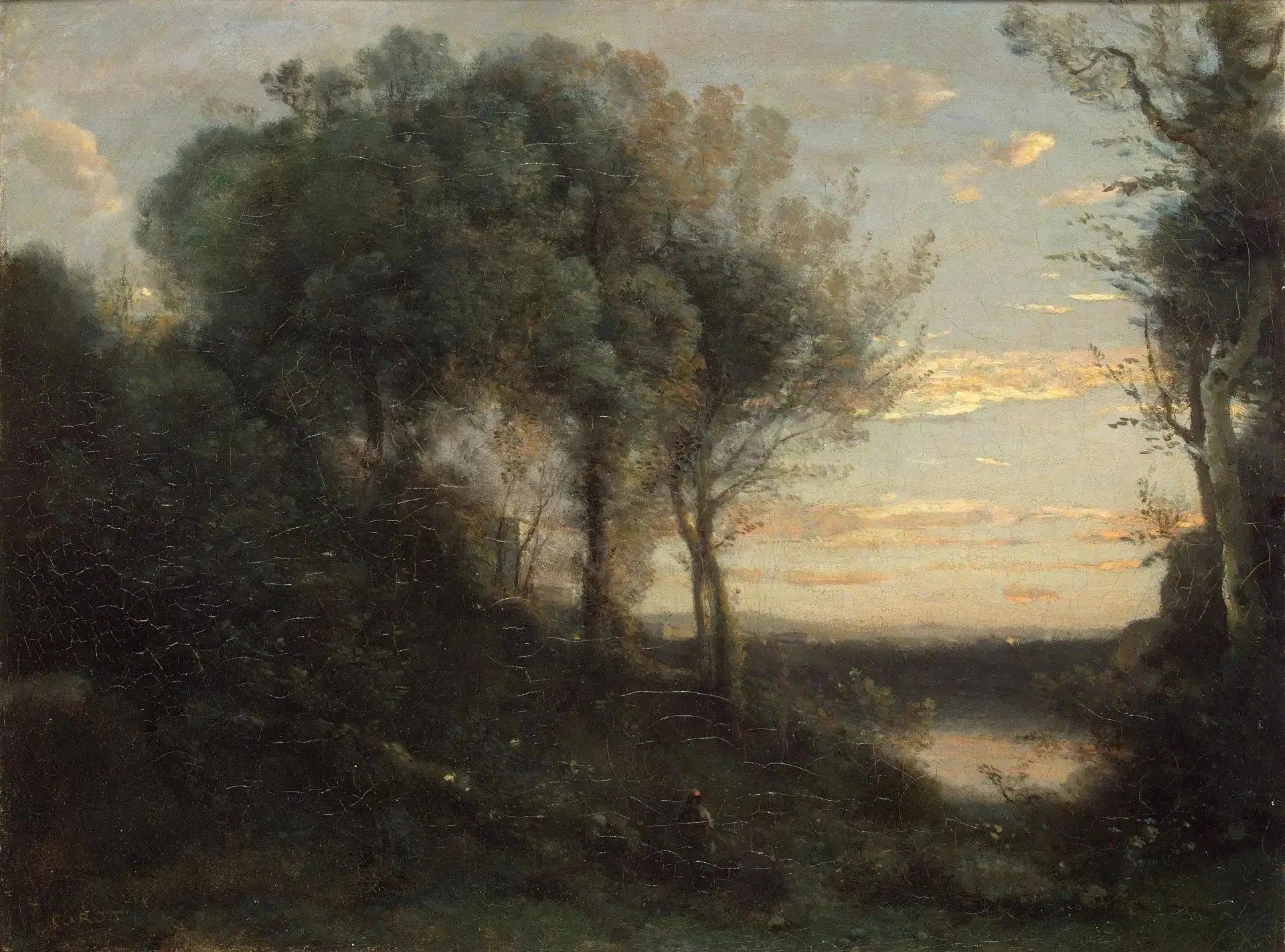 Soirée - Jean-Baptiste Camille Corot image 1 tableau peint à l’huile sur toile