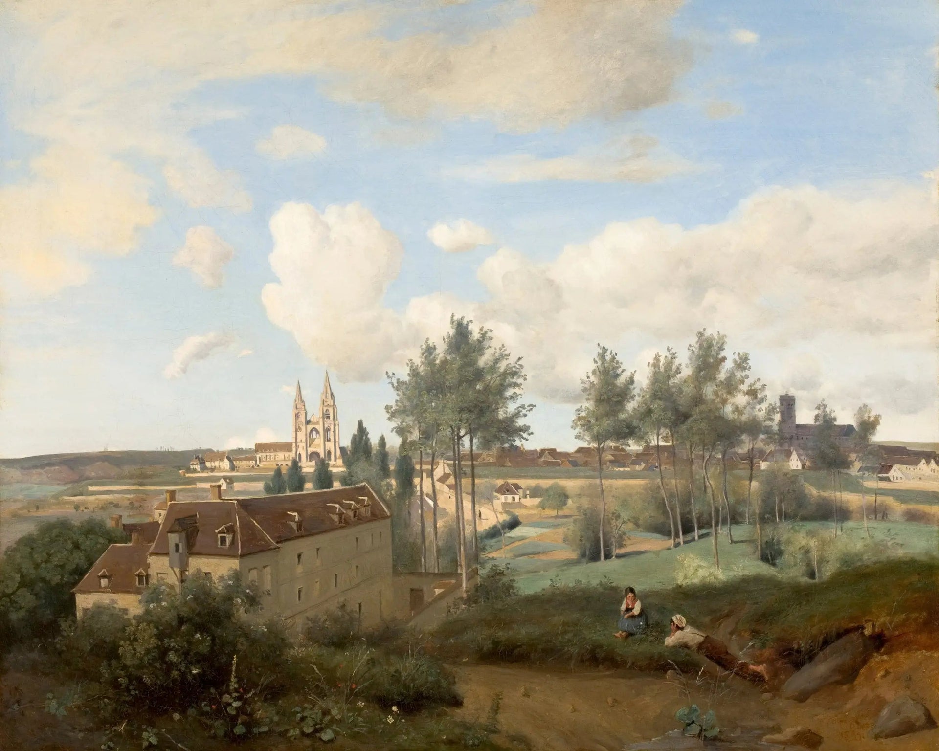 Soissons vu de la fabrique de M. Henry - Jean-Baptiste Camille Corot image 1 tableau peint à l’huile sur toile