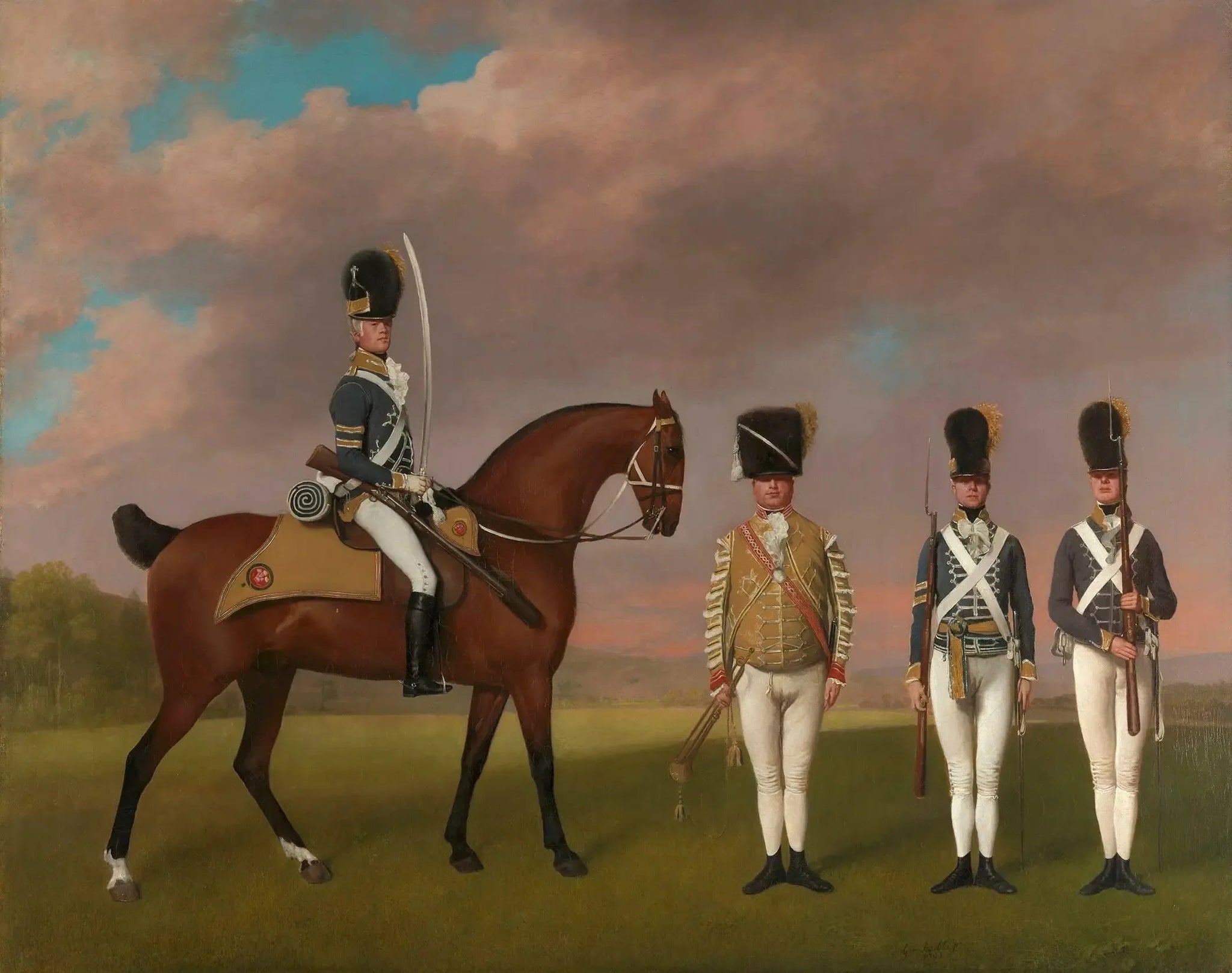 Soldats du 10e régiment de dragons légers - George Stubbs image 1 reproduction de peinture à l’huile