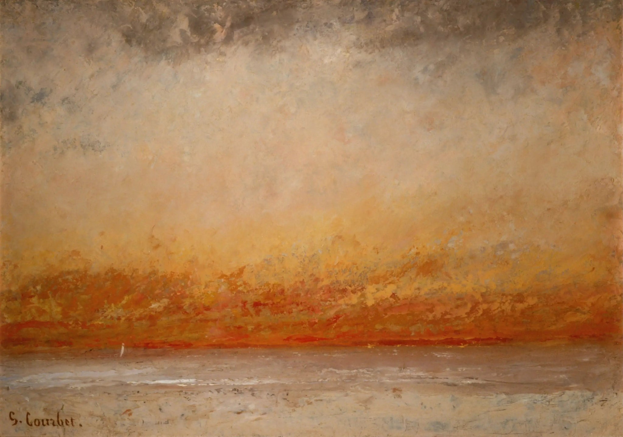 Soleil Couchant, Marine - Gustave Courbet image 1 copie peinte à la main à l’huile