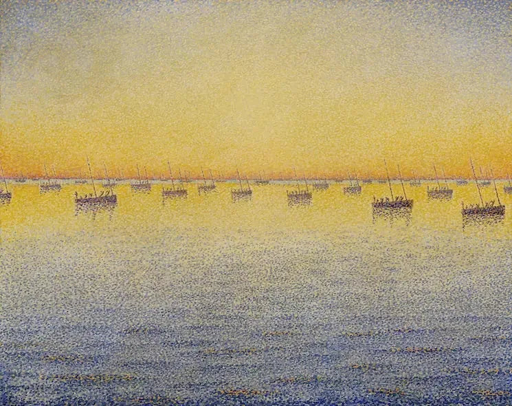 Soleil couchant, pêche à la sardine, Concarneau - Paul Signac image 1 copie de tableau peinte à la main