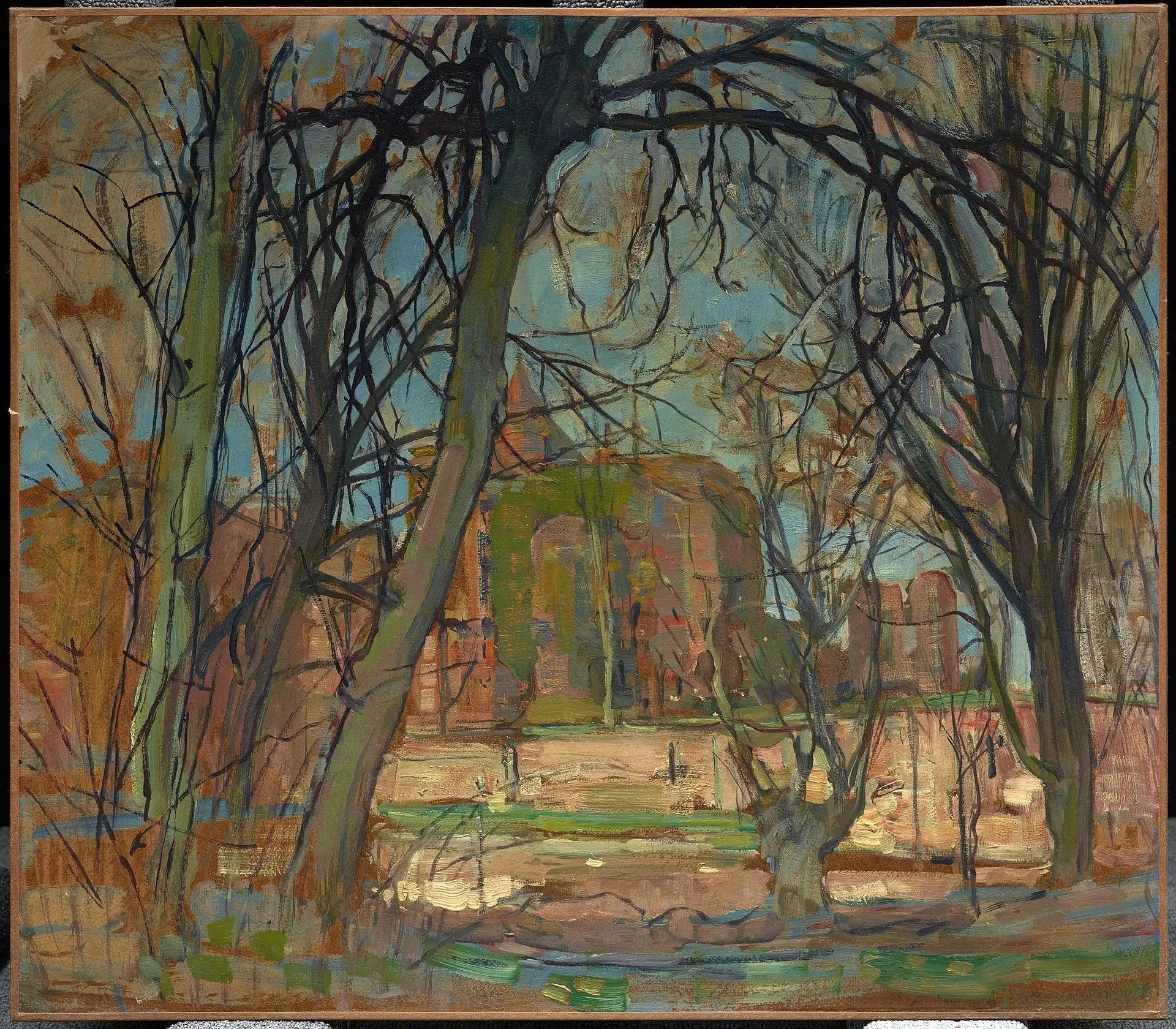 Soleil de printemps (Lentezon) : Ruine du château de Brederode - Piet Mondrian image 1 reproduction artisanale de tableau