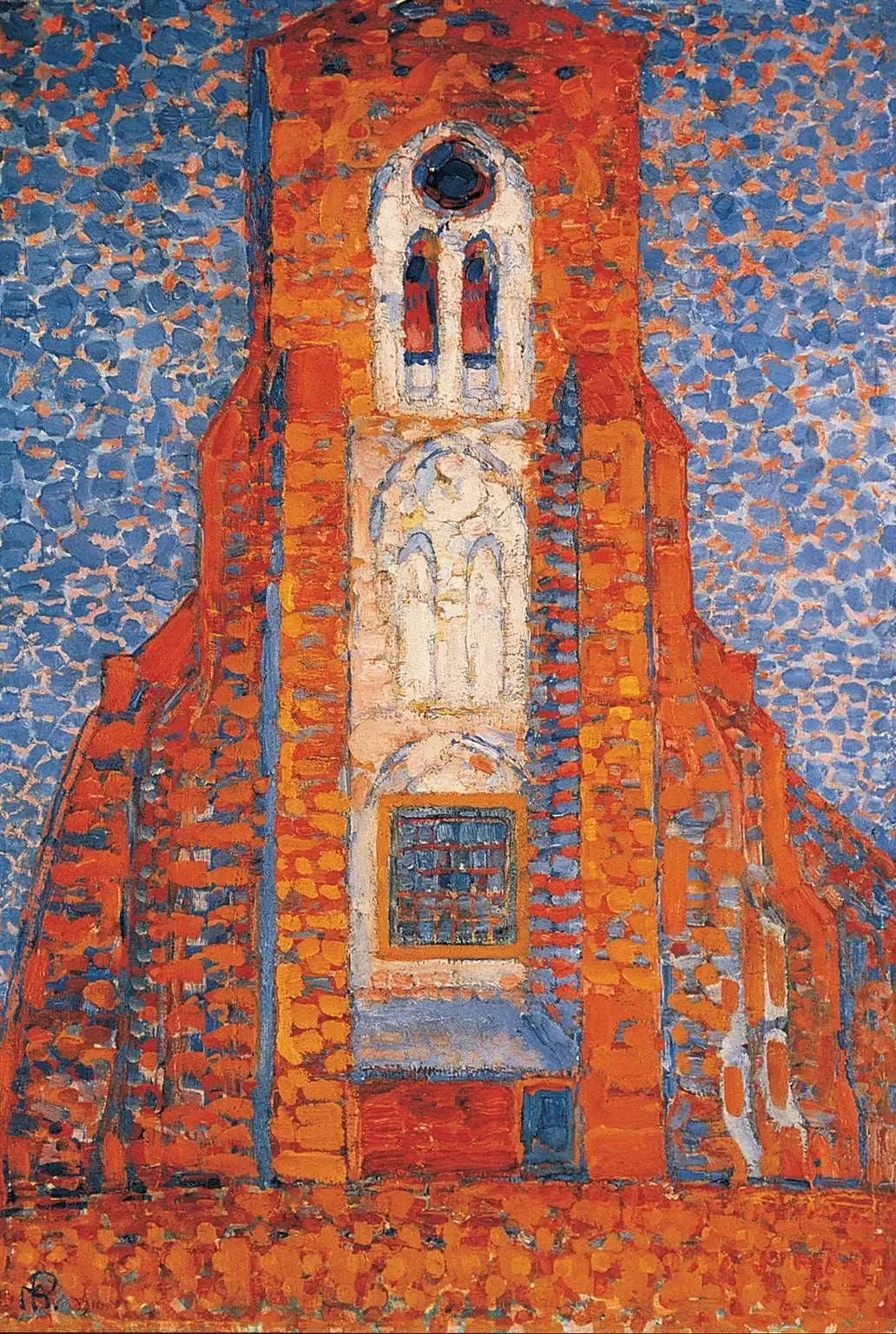 Soleil, Église de Zélande ; Façade de l'église de Zoutelande - Piet Mondrian image 1 tableau peint à l’huile sur toile