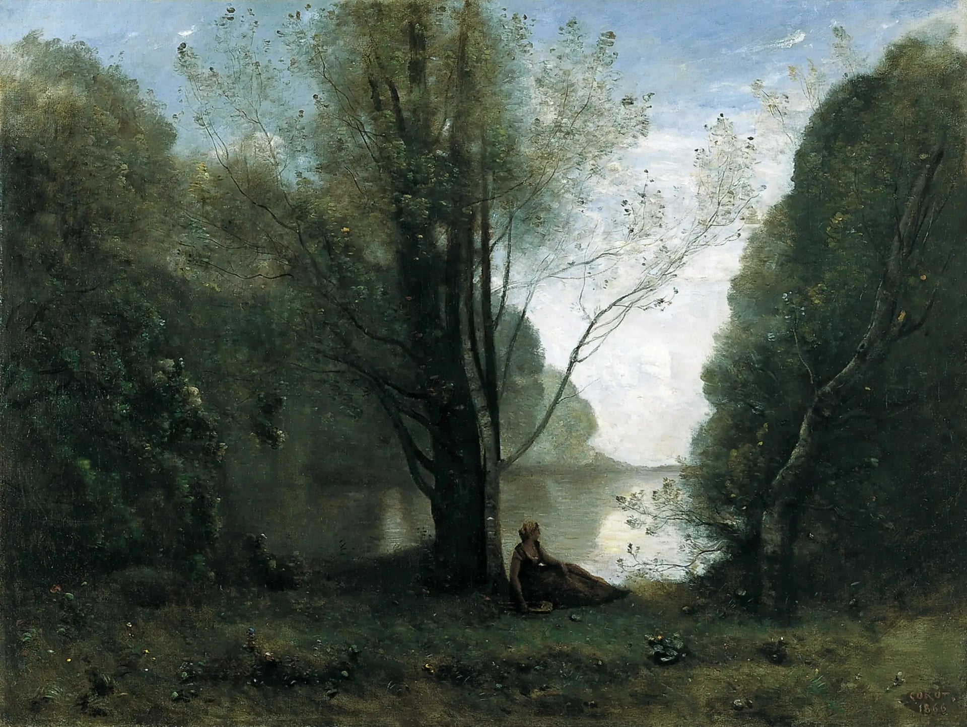 Solitude. Souvenir de Vigen, Limousin - Jean-Baptiste Camille Corot image 1 tableau peint à l’huile sur toile