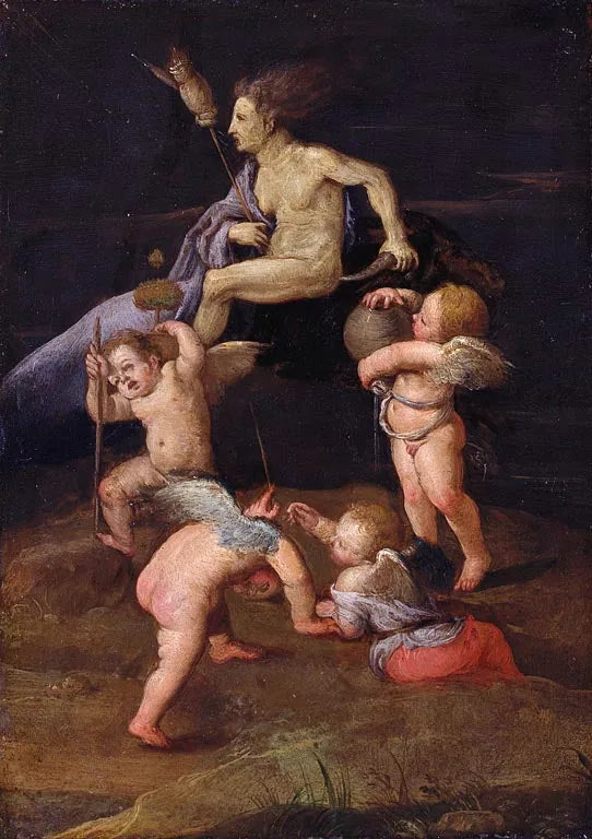 Sorcière chevauchant une chèvre à l'envers - Adam Elsheimer image 1 reproduction de peinture à l’huile