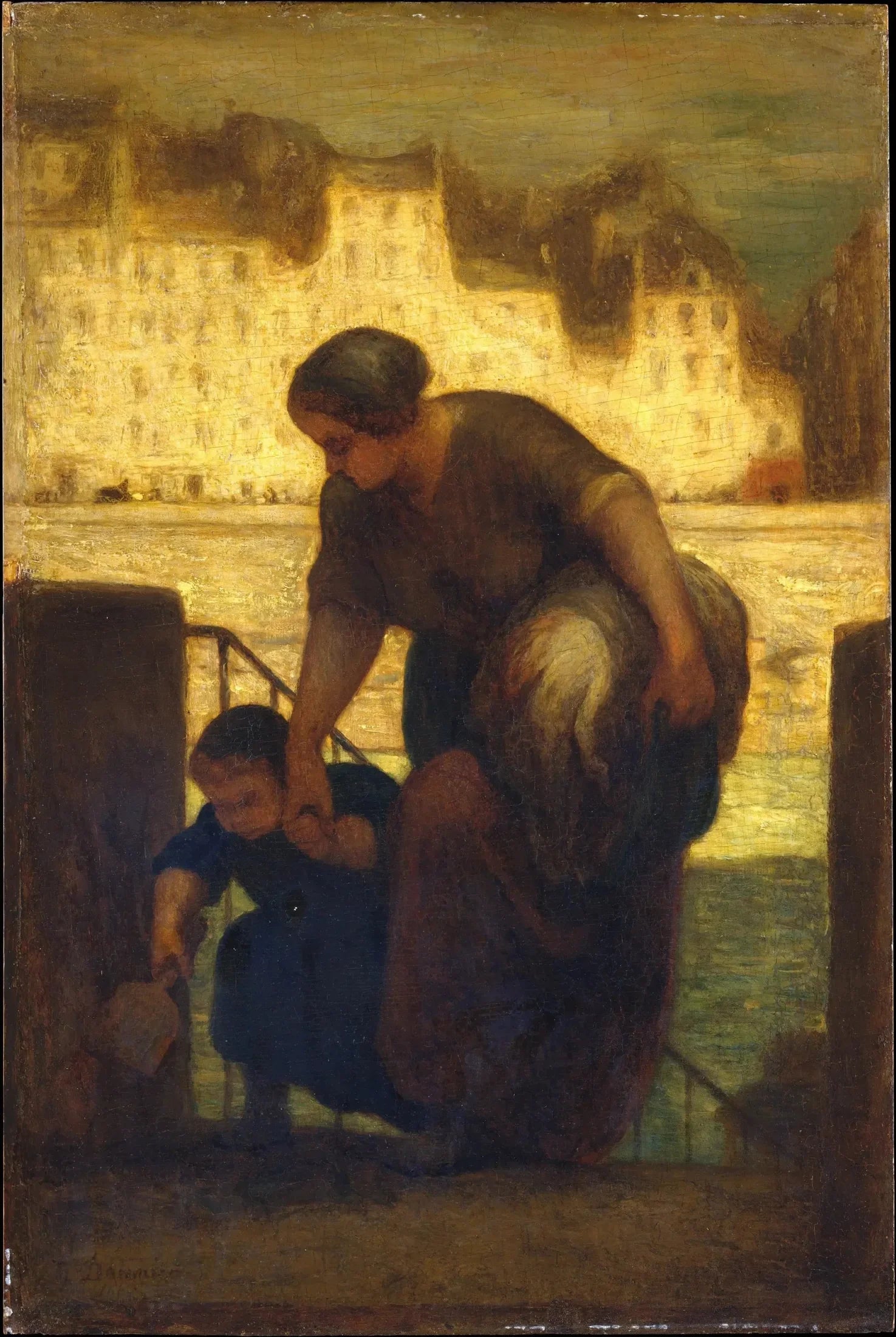 Sortie du bateau à lessive - Honoré Daumier image 1 tableau peint à l’huile sur toile