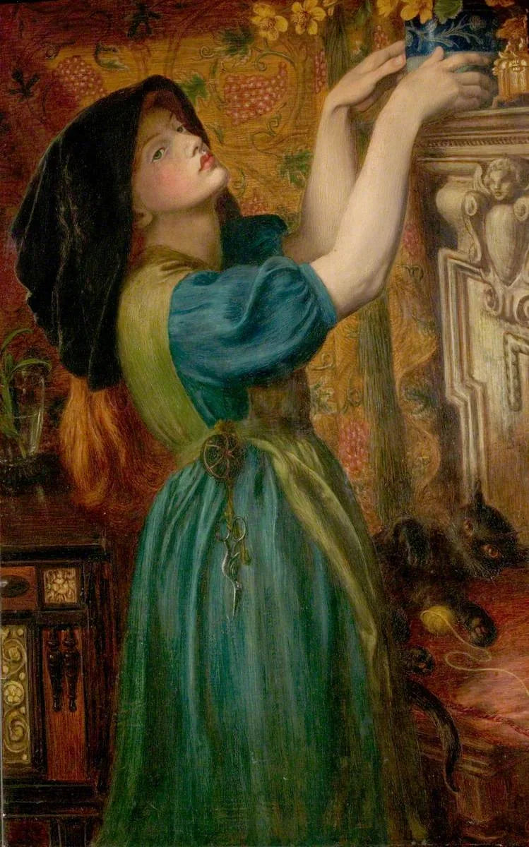 Soucis (The Bower Maiden, Fleur-de-Marie) - Dante Gabriel Rossetti image 1 copie de tableau peinte à la main