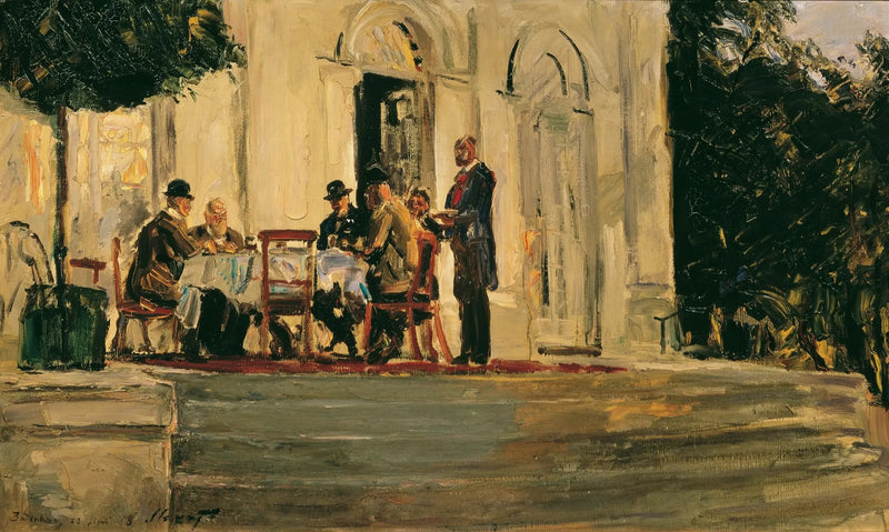 Souper auf der Terrasse der Badenburg im Nymphenburger Schlosspark - Max Slevogt