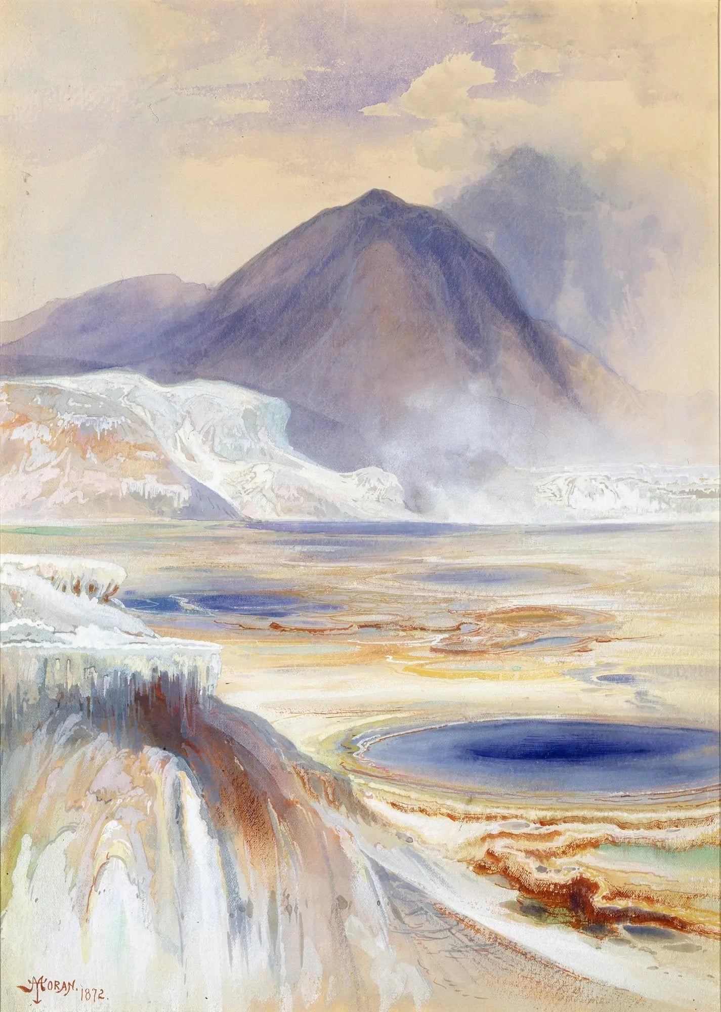 Sources chaudes de Mammoth, Yellowstone - Thomas Moran image 1 reproduction artisanale de tableau