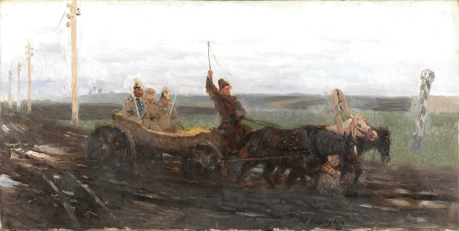 Sous bonne garde. Sur une route de vente - Ilya Repin image 1 reproduction artisanale de tableau