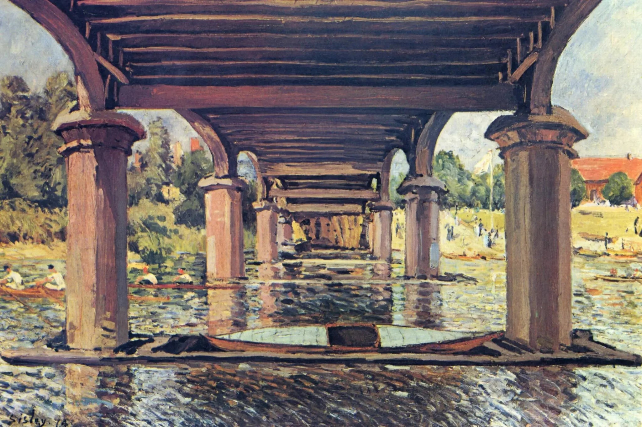 Sous le pont de Hampton Court - Alfred Sisley image 1 copie de tableau peinte à la main