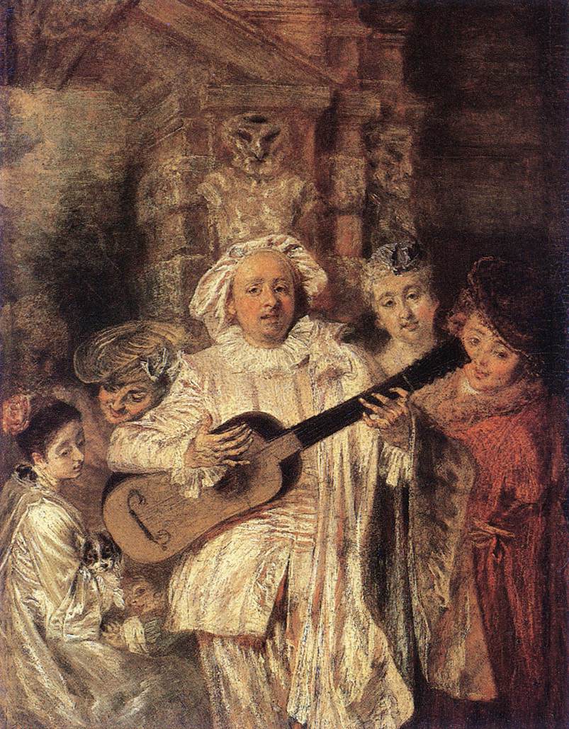 Sous un habit de Mezetin - Antoine Watteau image 1 reproduction artisanale de tableau