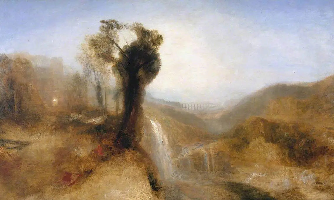 Southern Landscape with an Aqueduct and Waterfall - J. M. W. Turner image 1 reproduction de peinture à l’huile